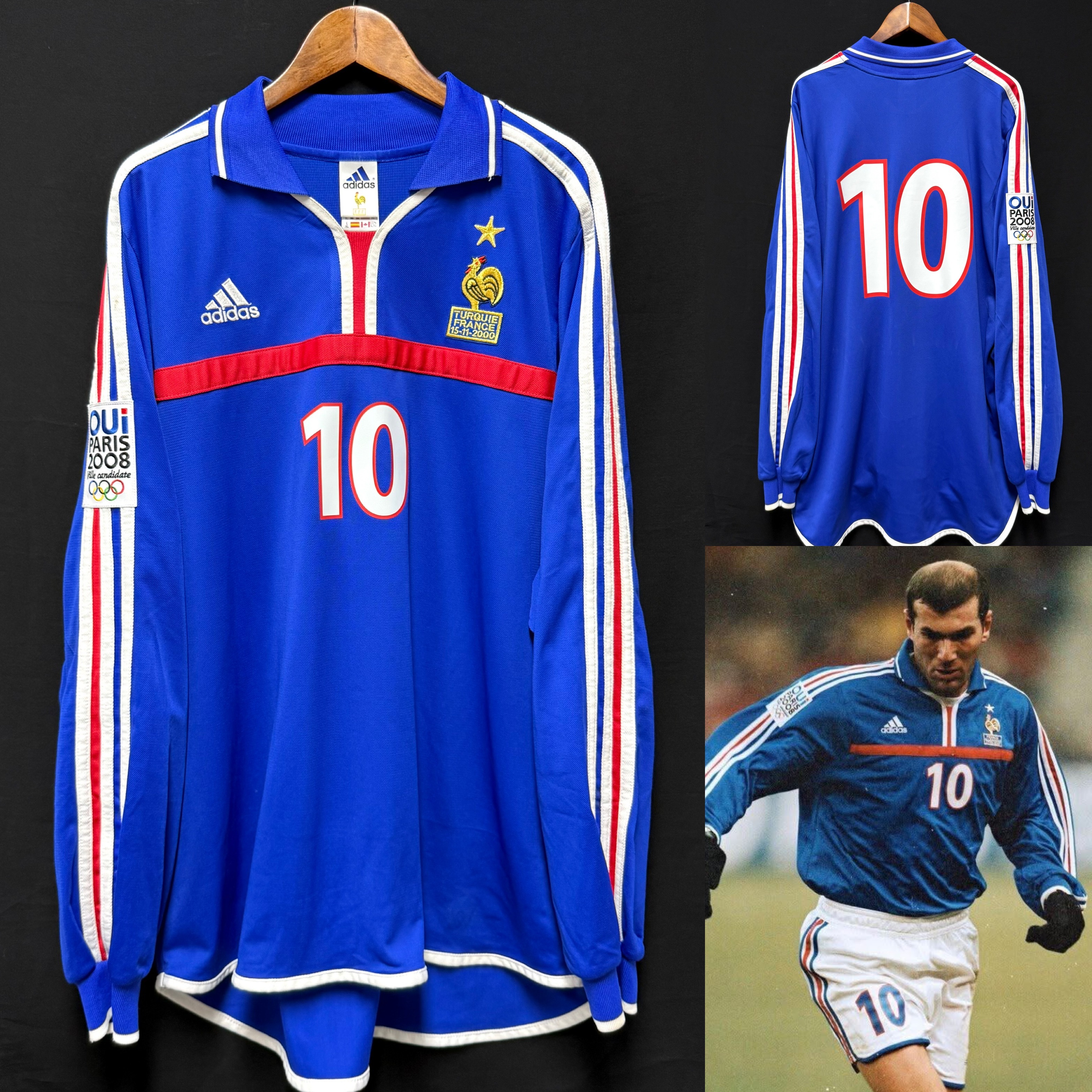 (Player Issue) France 2000 OUi Paris Adidas L/S Home Player Issue Shirt #10 ZIDANE