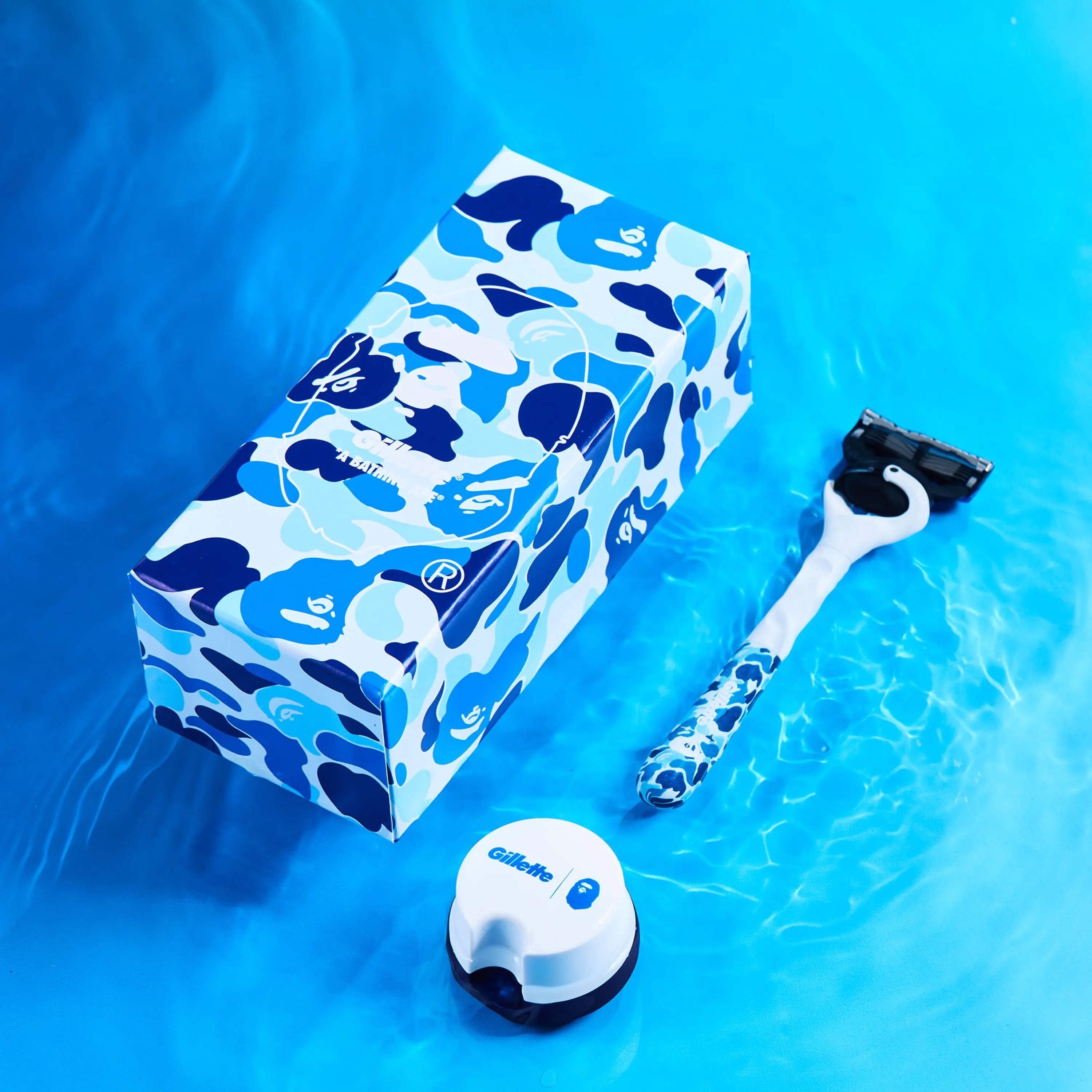 <快速出貨>Bape x Gillette吉列 聯名刮鬍刀 限量套裝組 藍迷彩