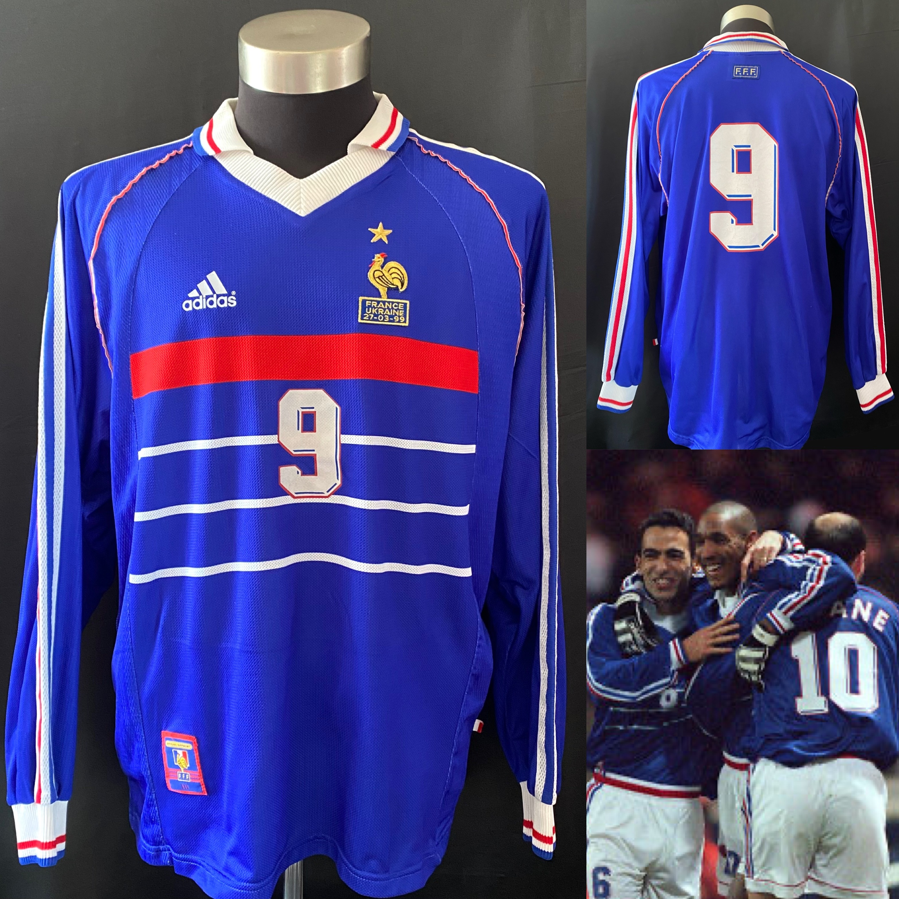 (Match Issue) France 1999 Adidas L/S Home Match Issue Shirt #9