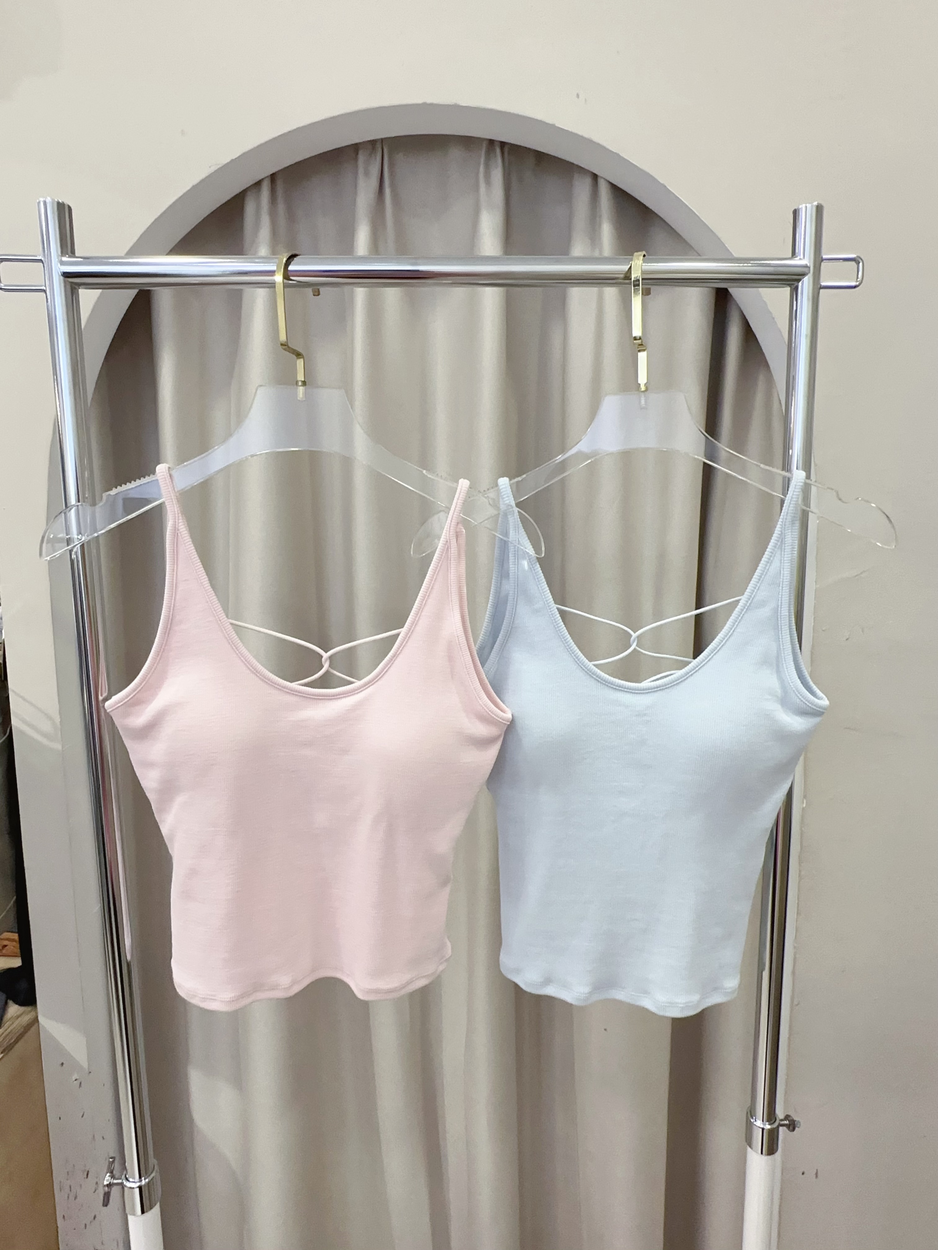 粉嫩色美背bra top 黑白粉藍