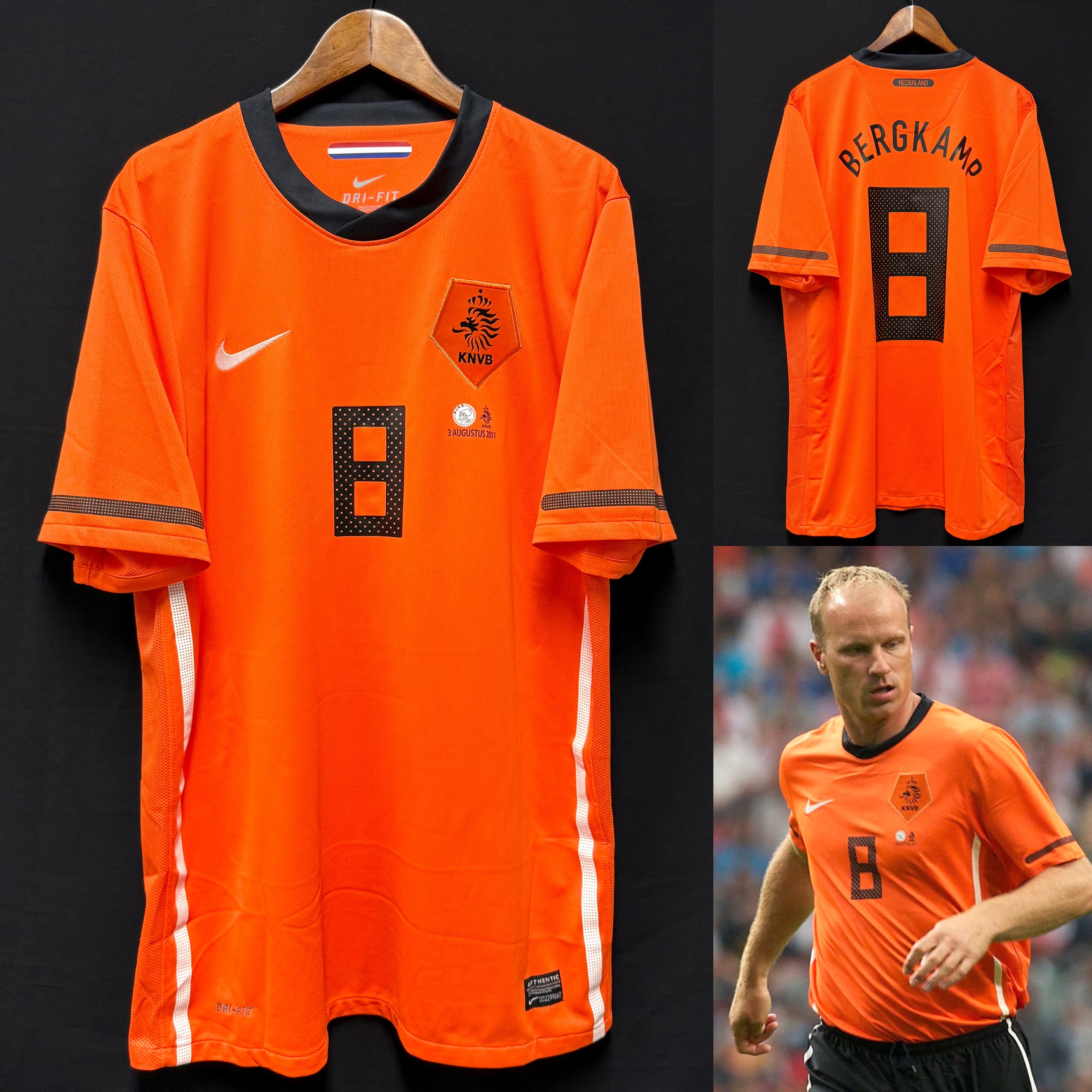 Netherlands 2011 VAN DER SAR Testimonial Match Nike Home Shirt #8 BERGKAMP