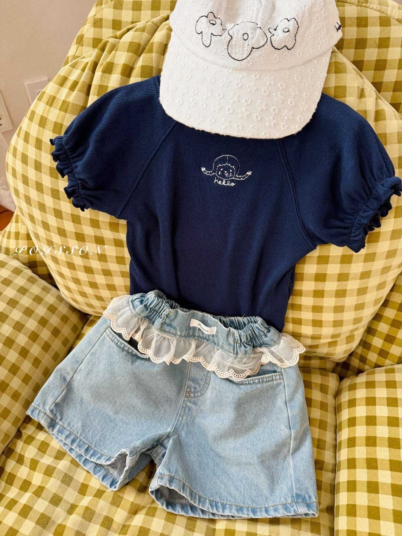 Poisson Lala Lace Denim Shorts