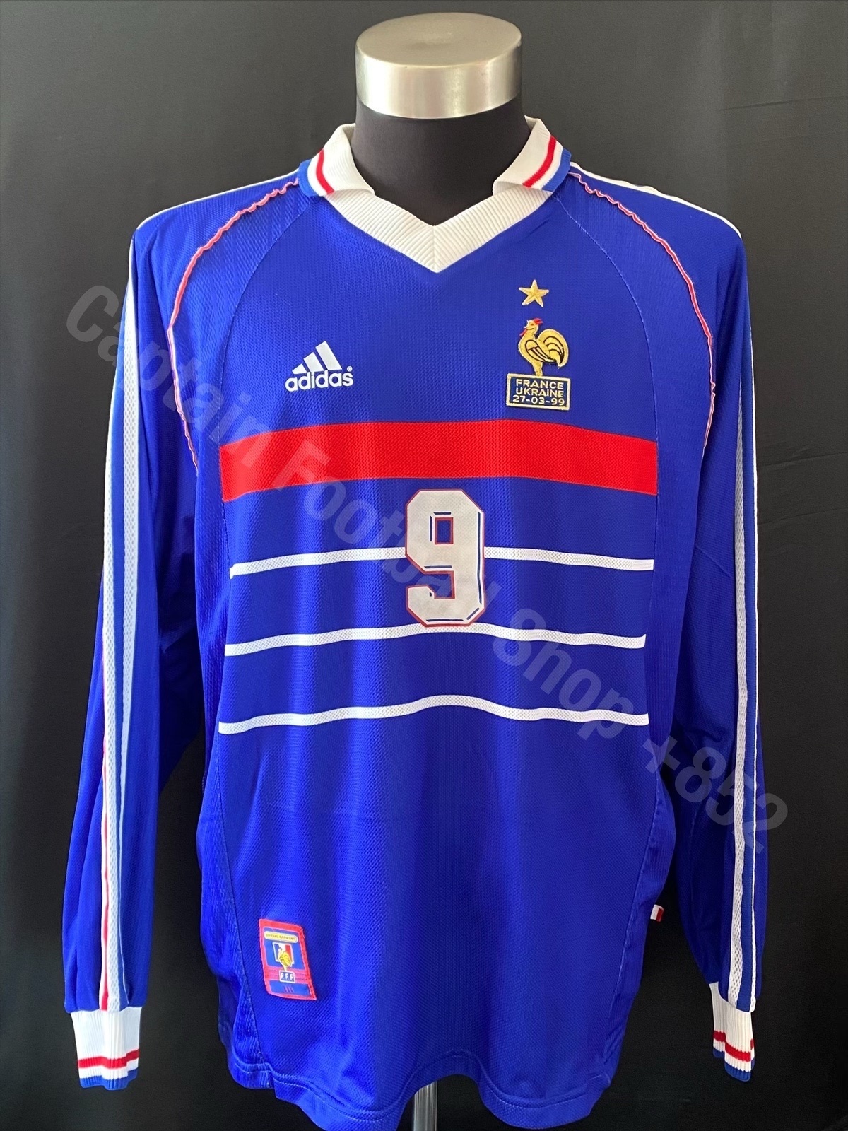 (Match Issue) France 1999 Adidas L/S Home Match Issue Shirt #9
