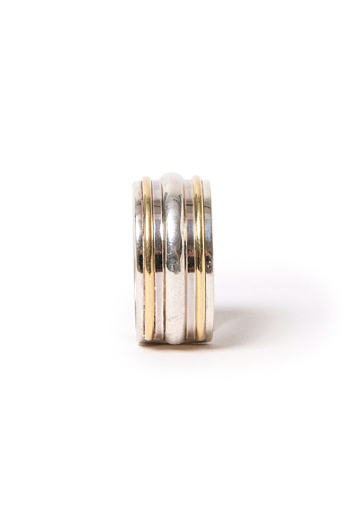 HOBO STRAIGHT LINE RING 925 SILVER with BRASS