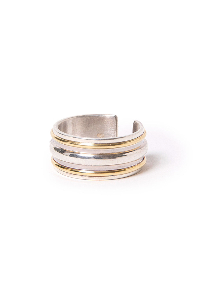 HOBO STRAIGHT LINE RING 925 SILVER with BRASS