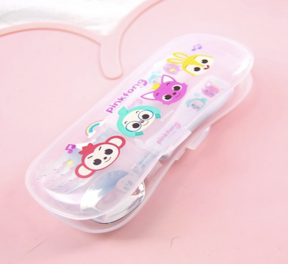 Pinkfong 兒童湯匙叉收納盒組 幼兒兒童湯匙套裝