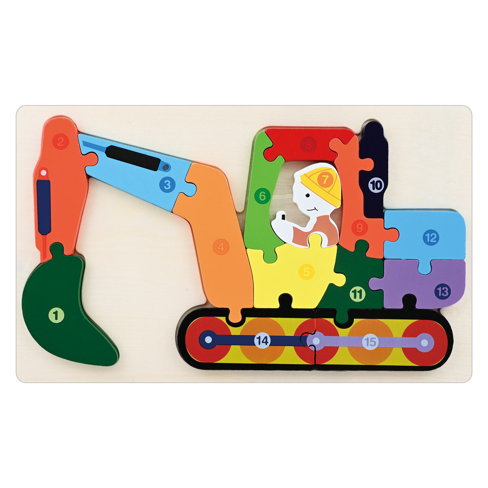 挖土機造型幾何拼板