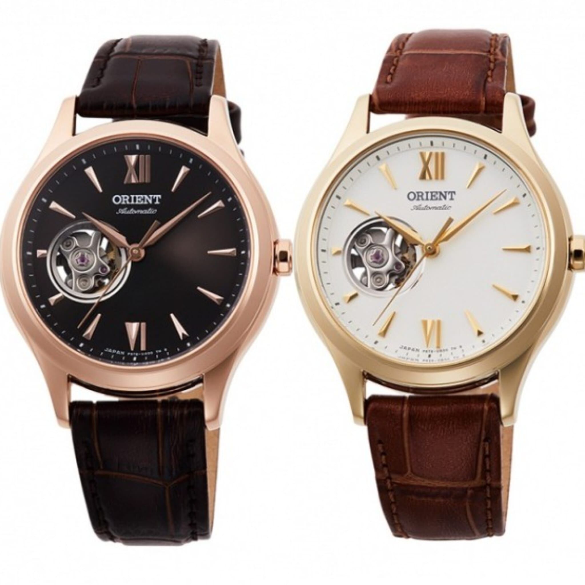 Orient 東方 Automatic Mechanical Open Heart  Brown Dark Brown/Dark Brown RN-AG0727Y , Silver White/Brown RN-AG0728S 女款自動腕錶,經典,機械,棕色