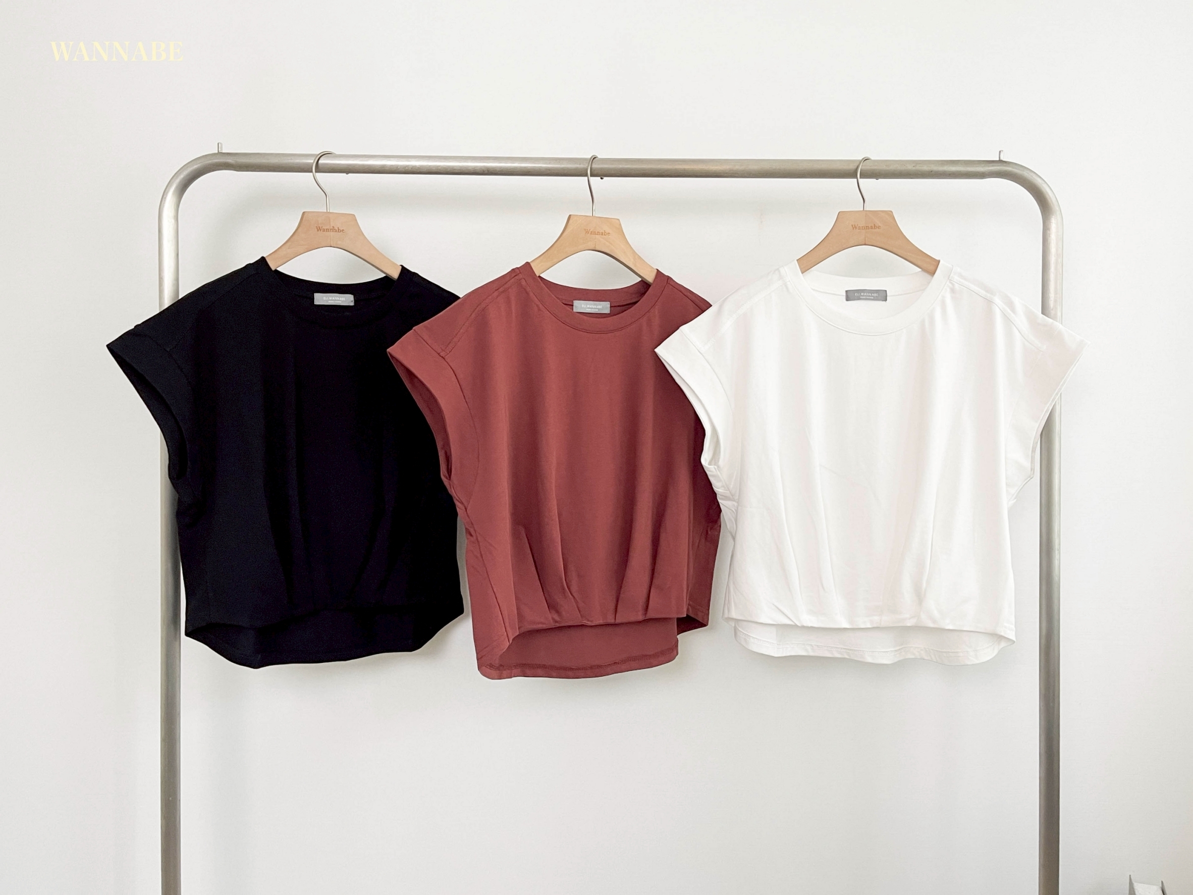 G6168-抓皺短版落肩上衣