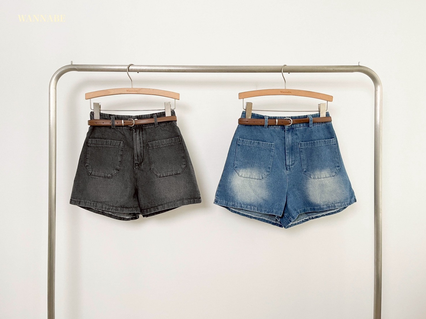 G6172-高腰顯瘦牛仔短褲