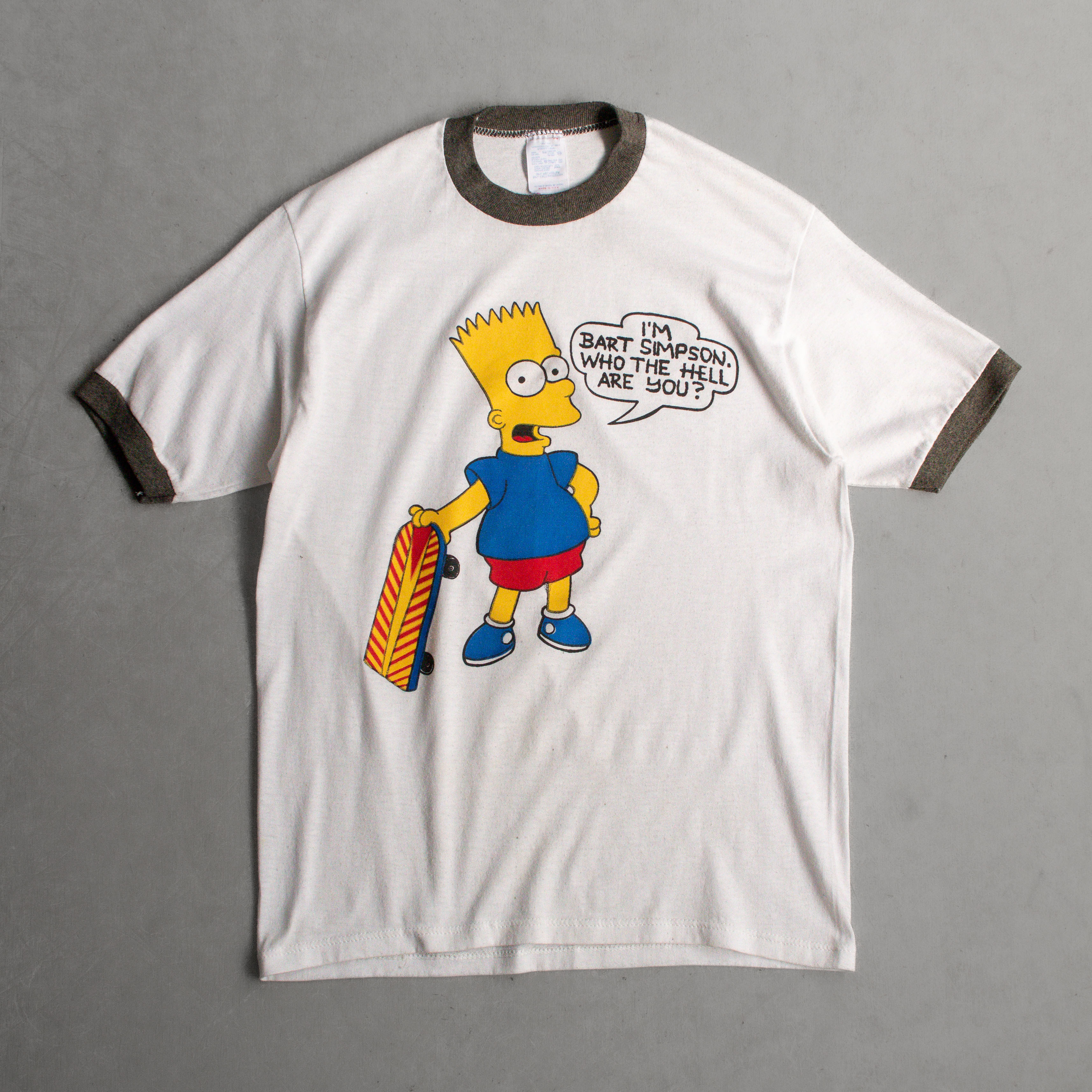 90S VINTAGE SIMPSON RINGER TEE 美國製 白色 辛普森 霸子 滾邊 短袖 T恤