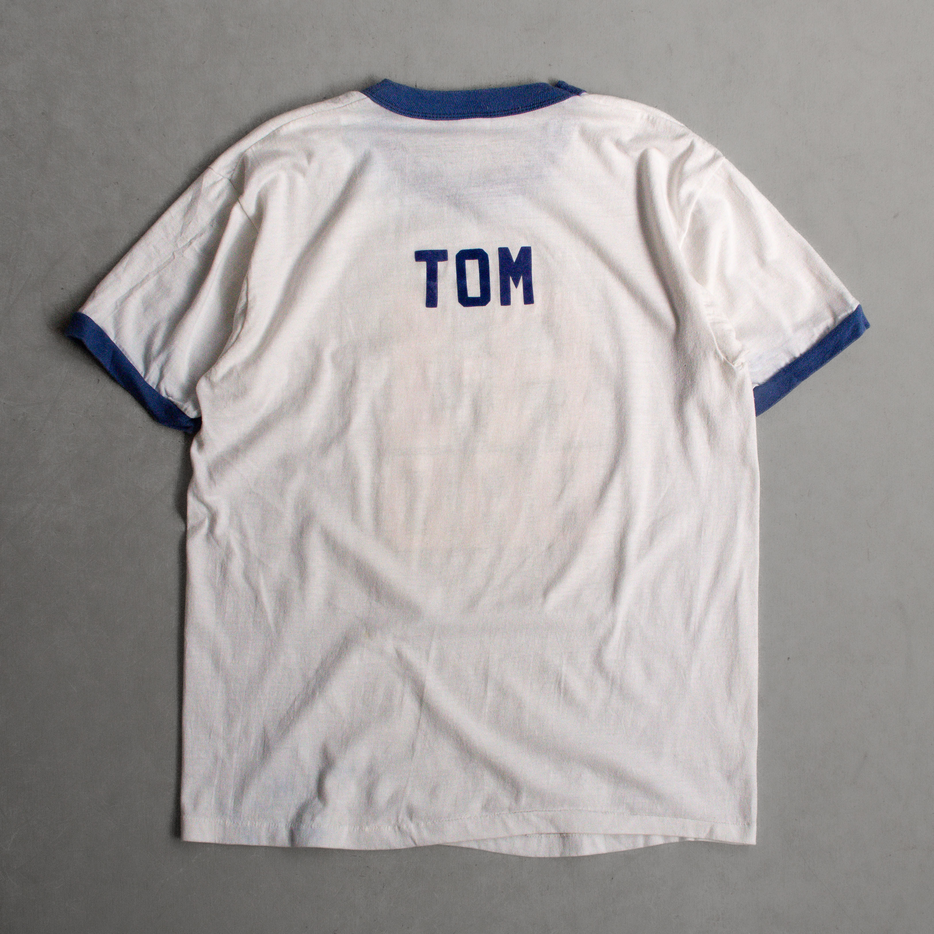 70S SPORTSWEAR VINTAGE RINGER TEE 美國製 白色 植絨 滾邊 短袖 T恤