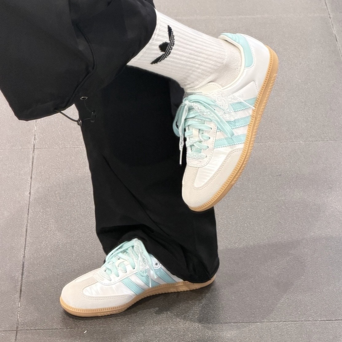 ADIDAS SAMBA OG W 湖水綠 蕾絲 雙鞋帶 珠光 休閒鞋 女鞋 KJ4304
