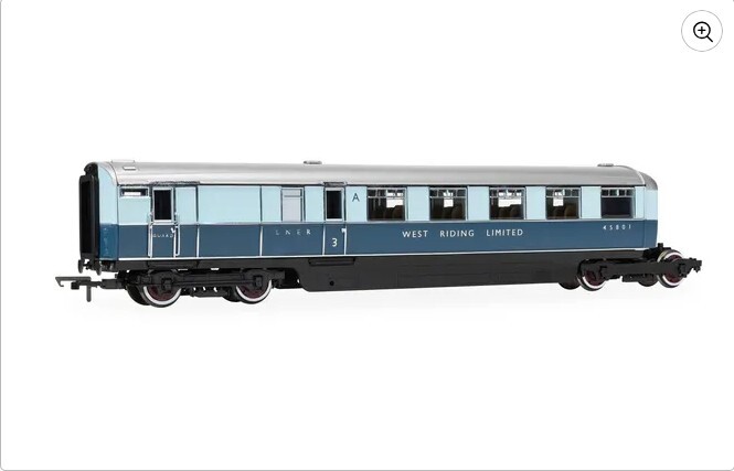 Hornby R40477 OO規 LNER - “西約克郡特快” - 三等製動車廂和三等廚房車廂 - 客車車廂套裝