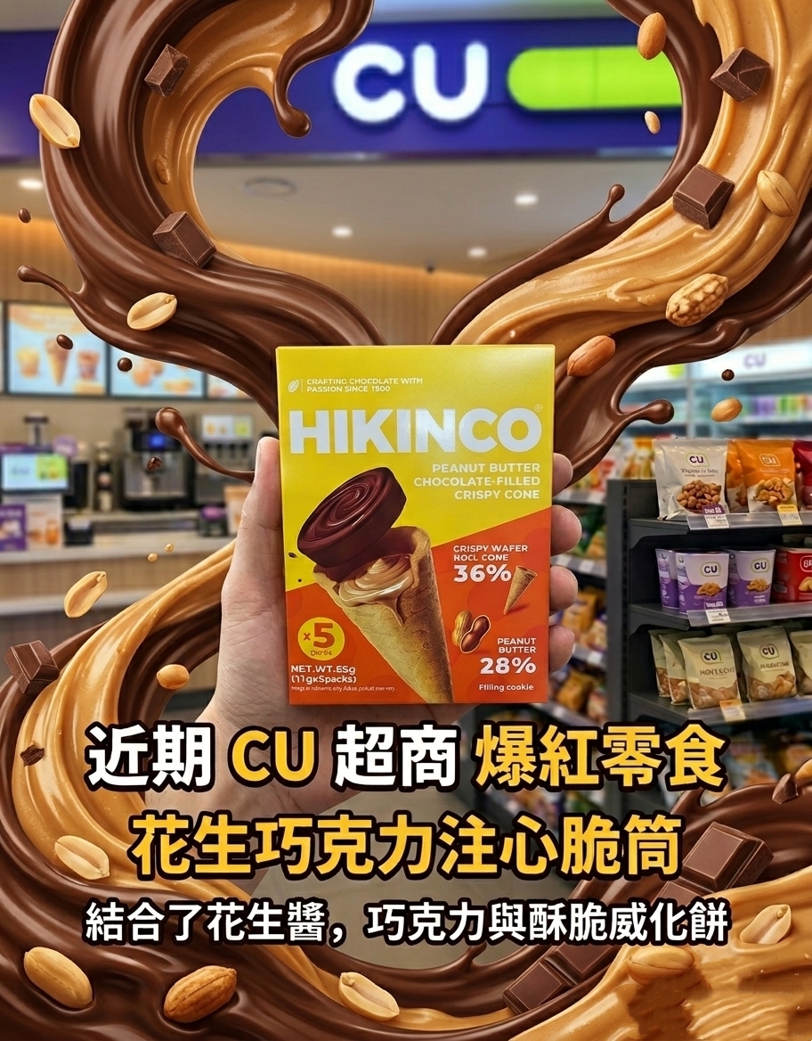 【直播】LX042510 HIKINCO 花生醬朱古力脆筒(11g ×5 枝)