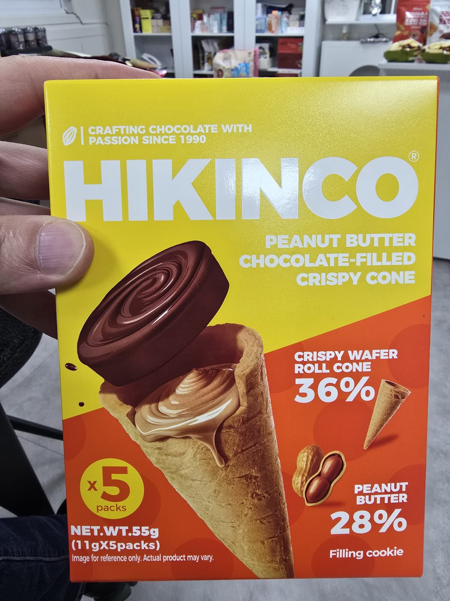 【直播】LX042510 HIKINCO 花生醬朱古力脆筒(11g ×5 枝)