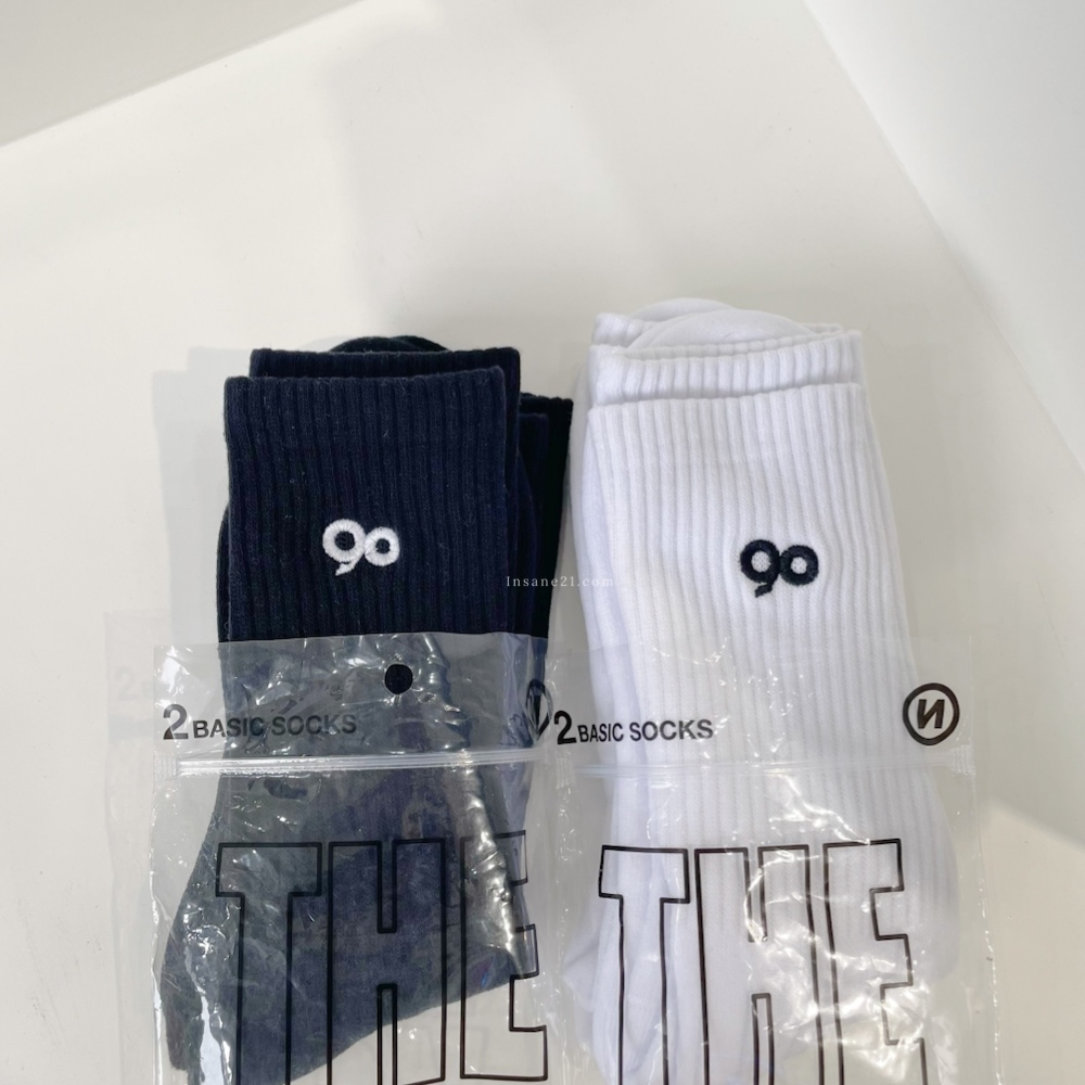 9090 經典LOGO 長襪 黑白 兩雙一包 襪子 兩色