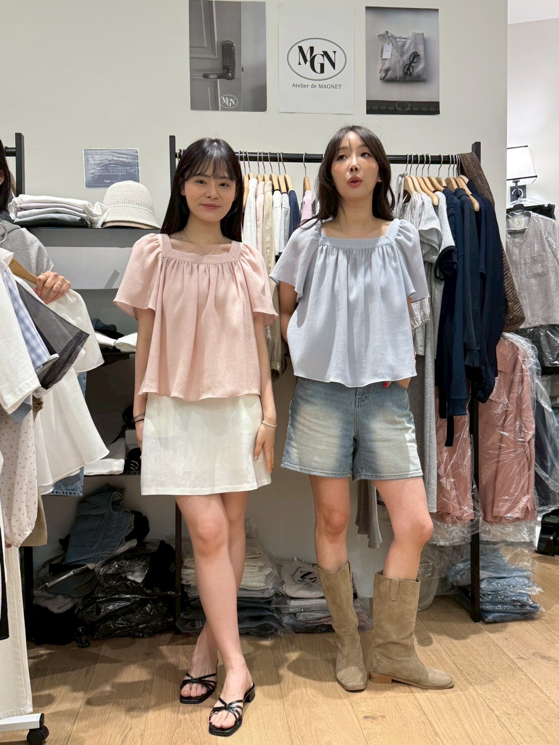 MN6107 法式方領天使袖飄飄上衣