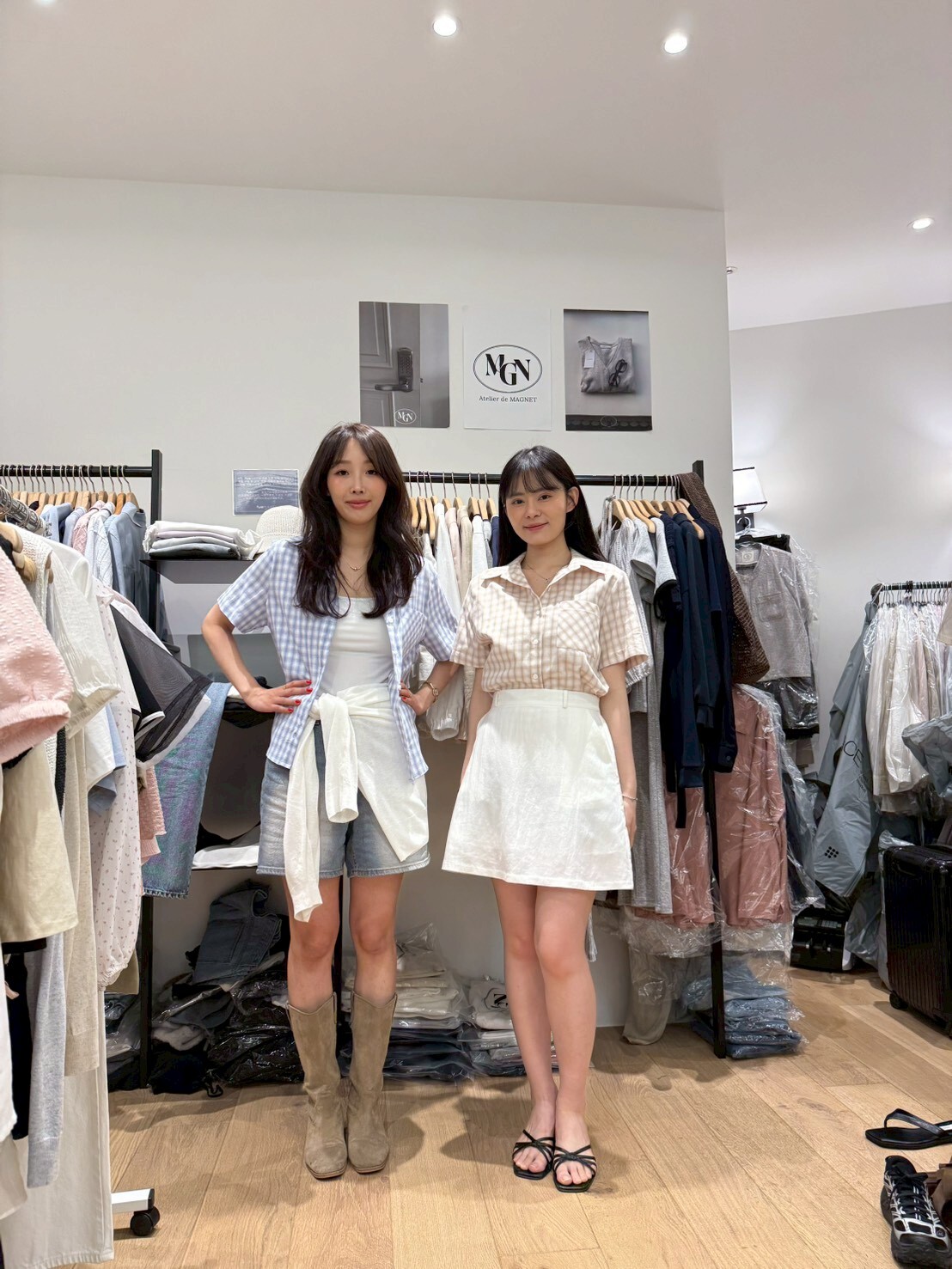 MN6109 可愛霧感格紋短袖襯衫