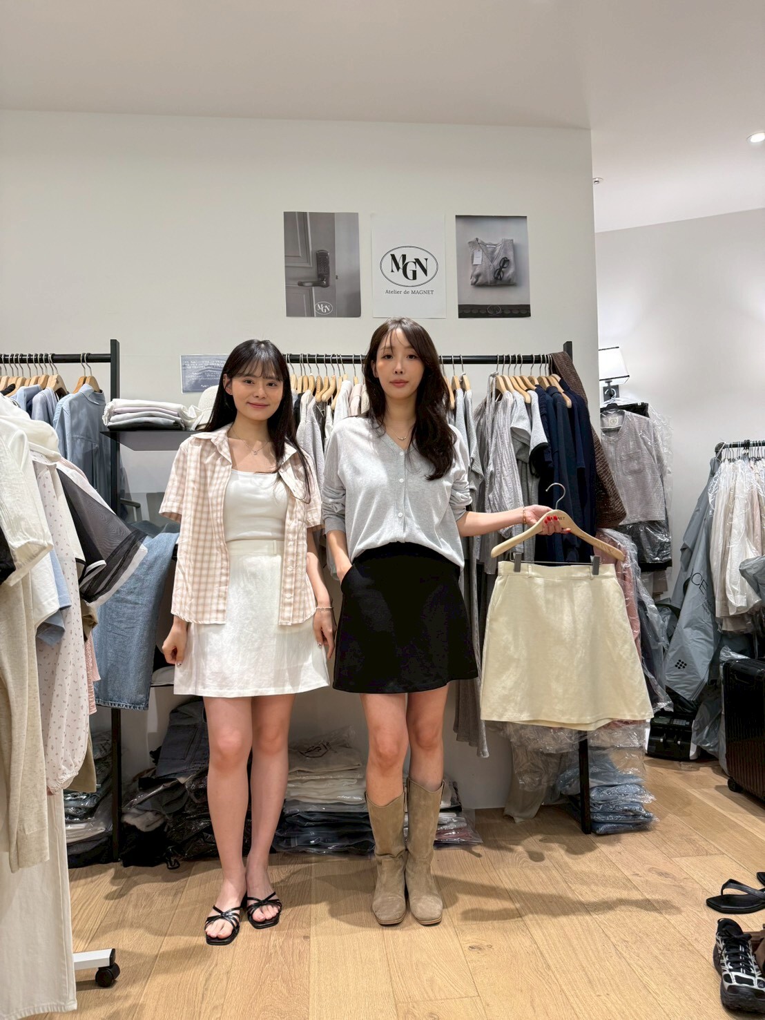 MN6110 後橡筋A字棉麻短裙