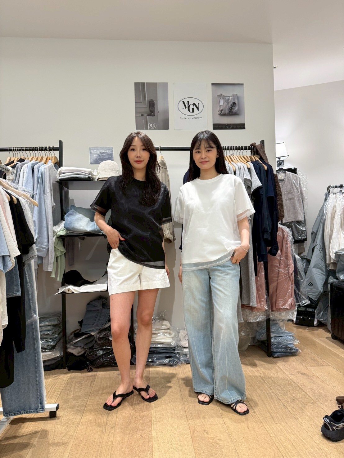 MN6124 假兩件亮感紗棉Tee