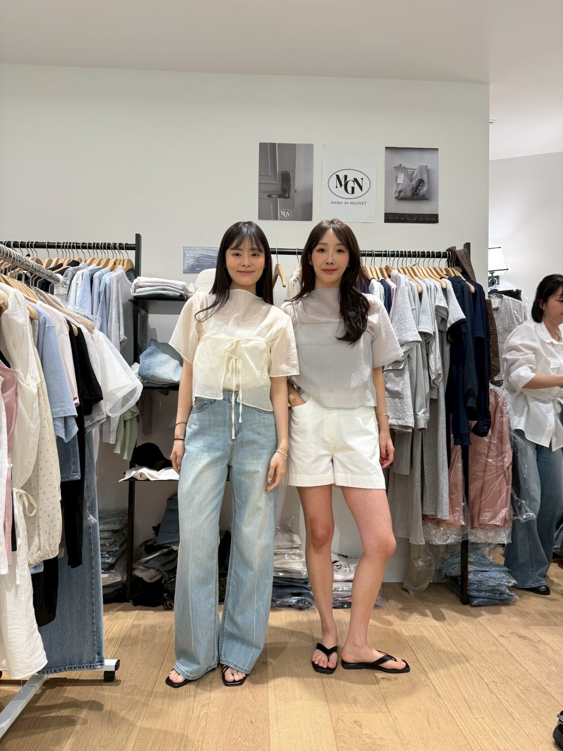 MN6125 方領吊帶蝴蝶綁帶閃紗短袖套裝