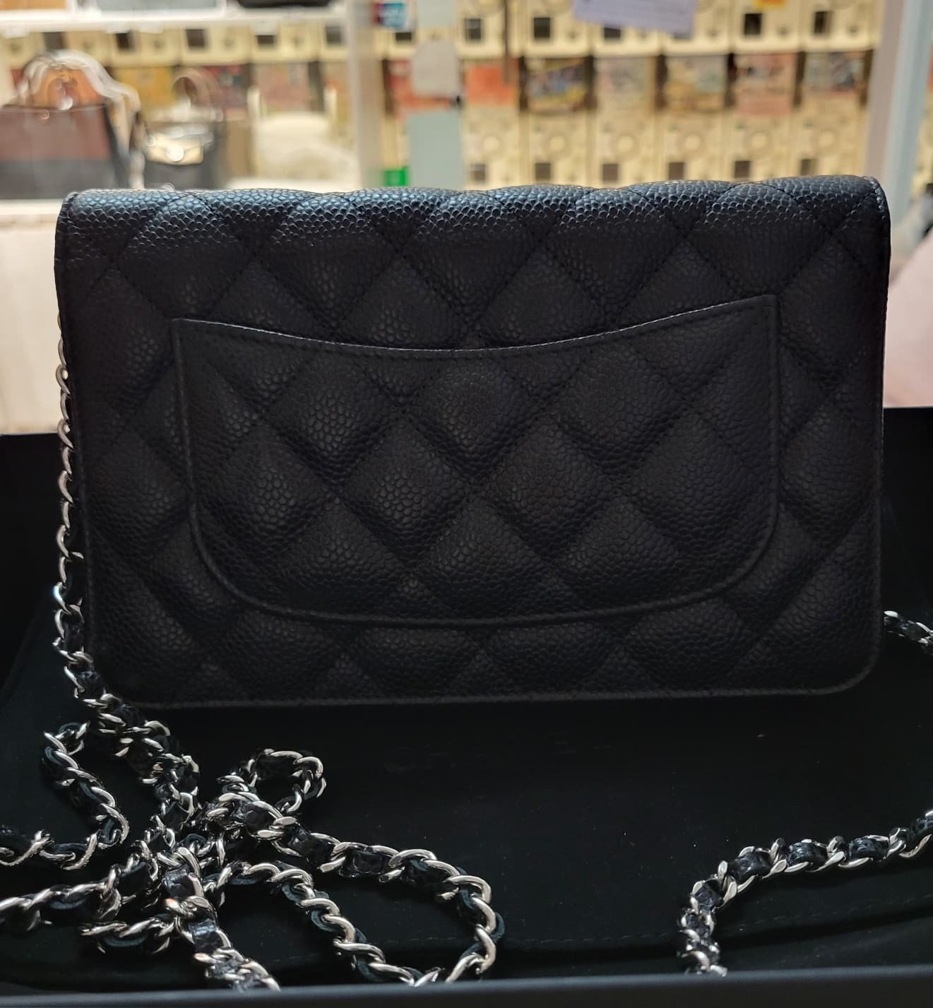 Unused Chanel AP0250 wallet on chain black caviar 黑色荔枝皮銀扣