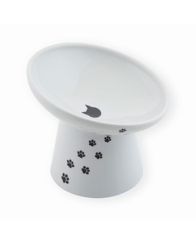 貓壹 Necoichi 寵物碗．貓貓快樂時光 斜淺口食物碗 M