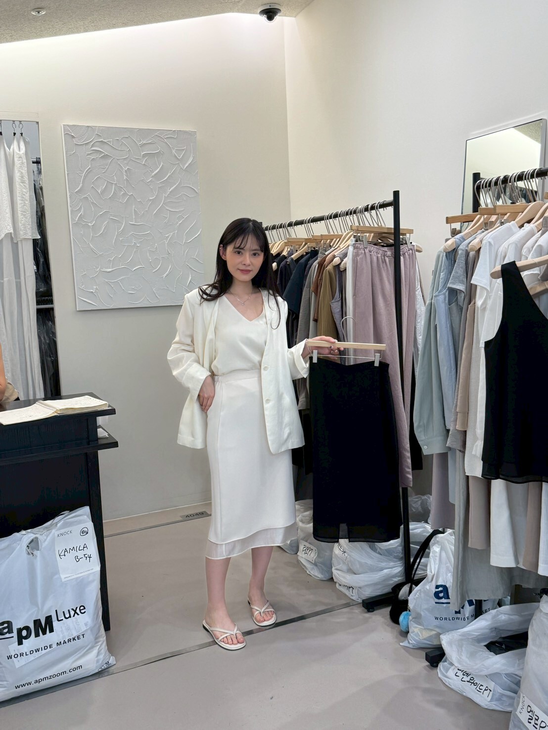 KN5519 混絲雙層長裙 *特價* (優惠碼同充值購物金不適用)