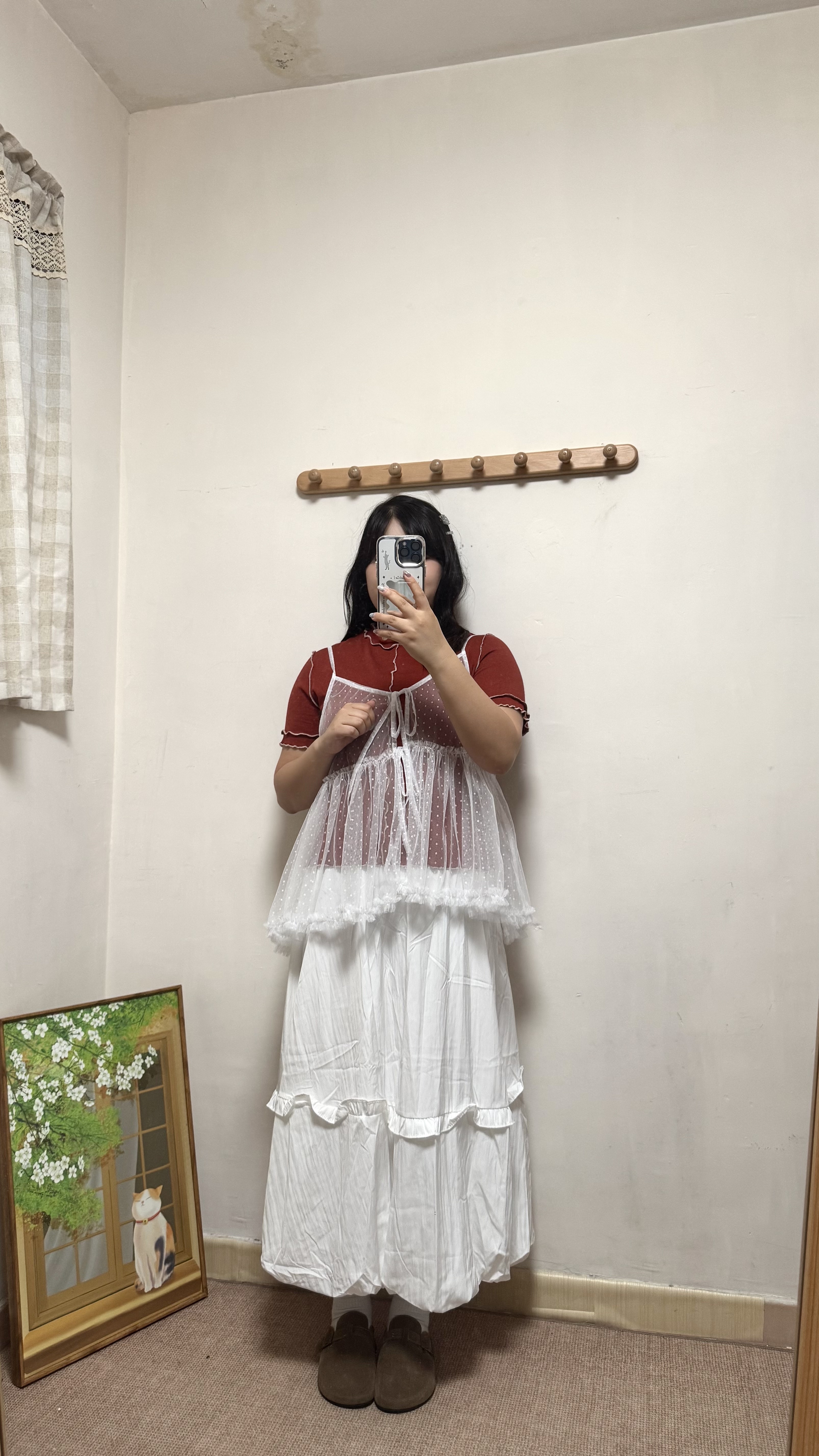 點點紗質花邊吊帶