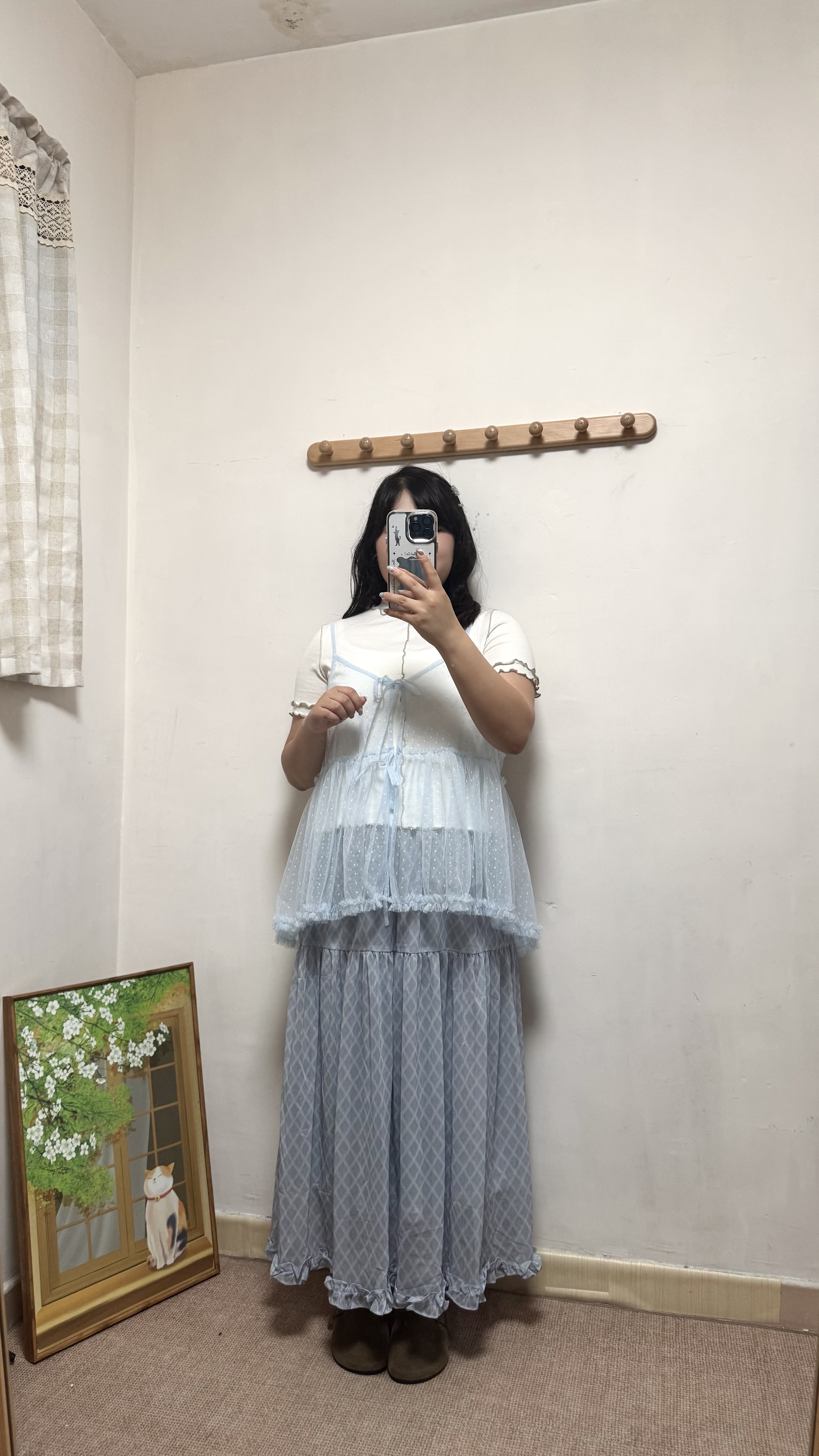 點點紗質花邊吊帶