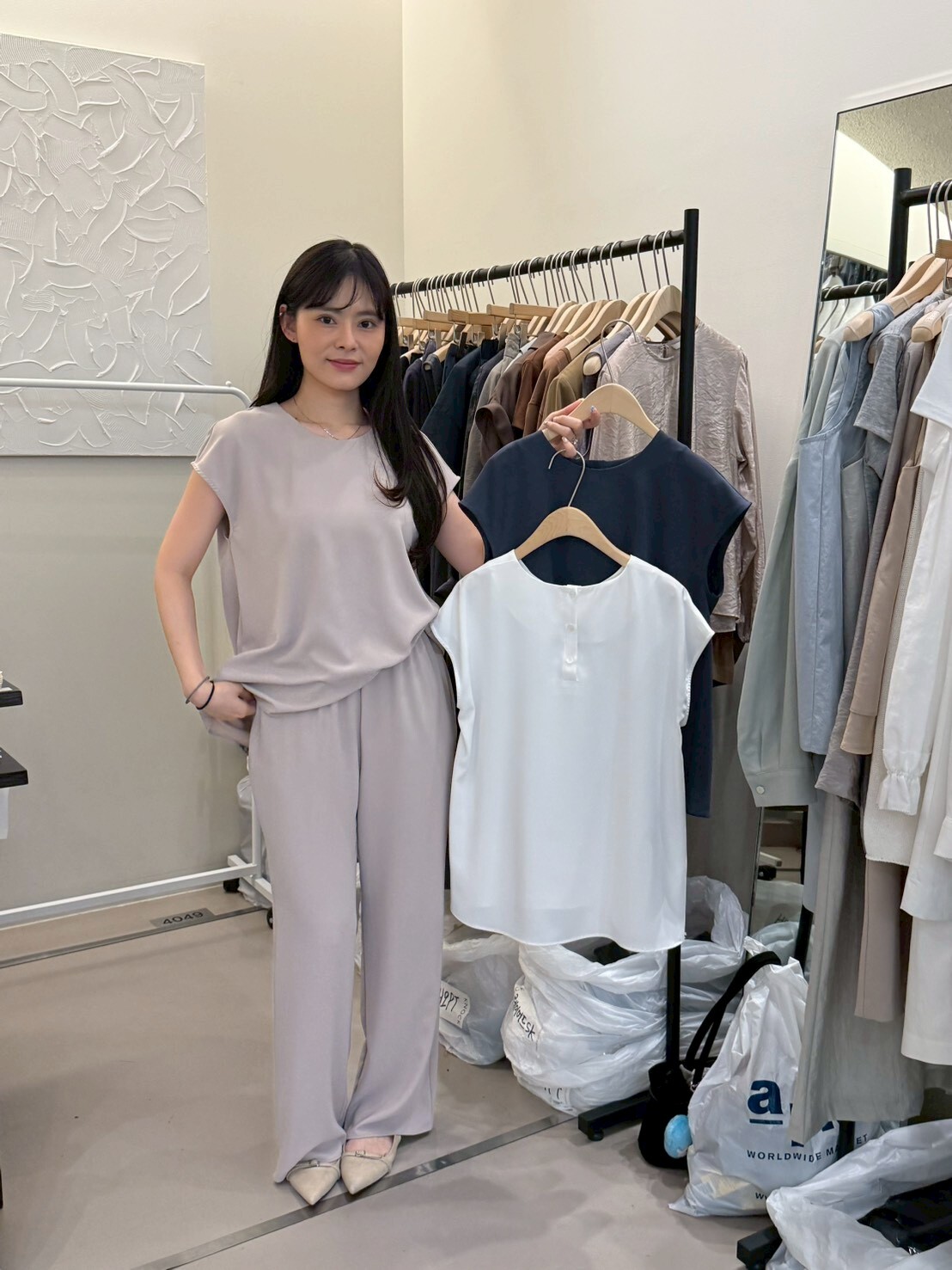 KN6125 上班舒適3分袖上衣