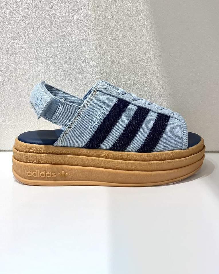 ADIDAS GAZELLE BOLD SANDALS 丹寧系列 牛仔藍 涼鞋 厚底 增高 解構 女鞋 KI0008 / 預購
