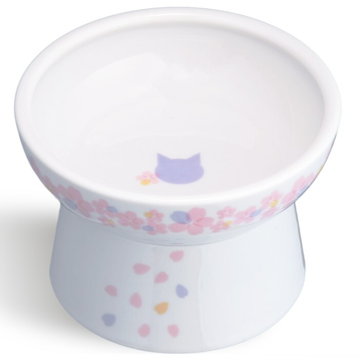 日本直送 貓壹Necoichi 貓貓高腳瓷食碗 - 櫻花特別版(2026年)