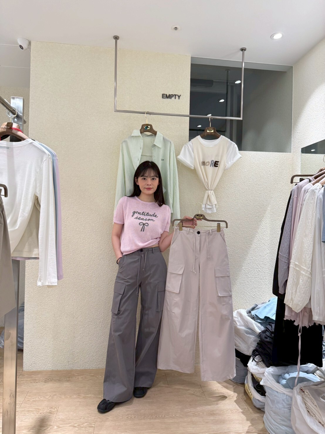 EP6102 後橡根工裝寬腳長褲