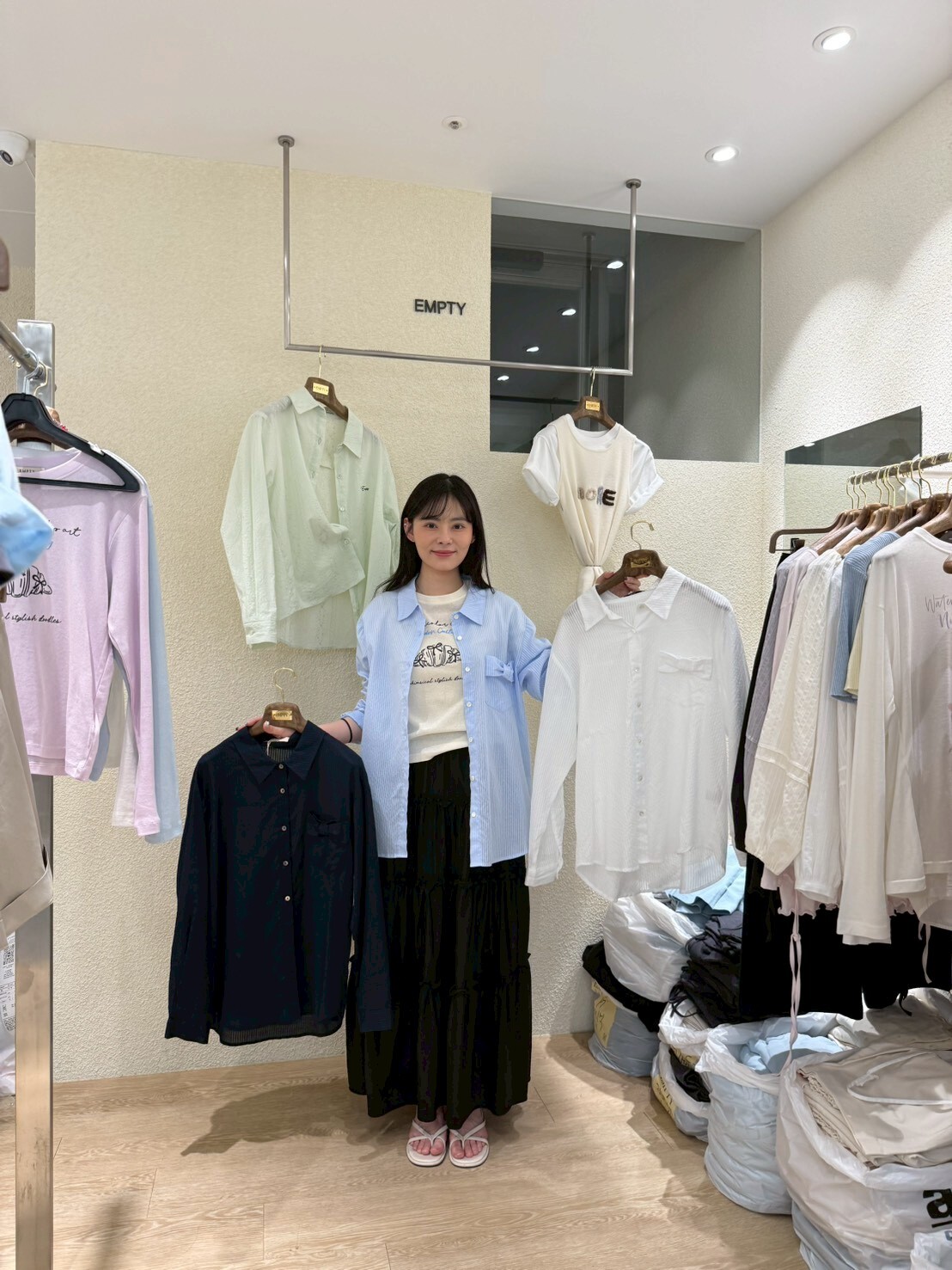 EP6120 領帶口袋直條紋長袖襯衫