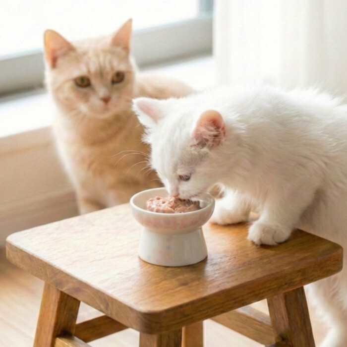 日本直送 貓壹Necoichi 貓貓高腳瓷小食碗 - 櫻花特別版(2026年)