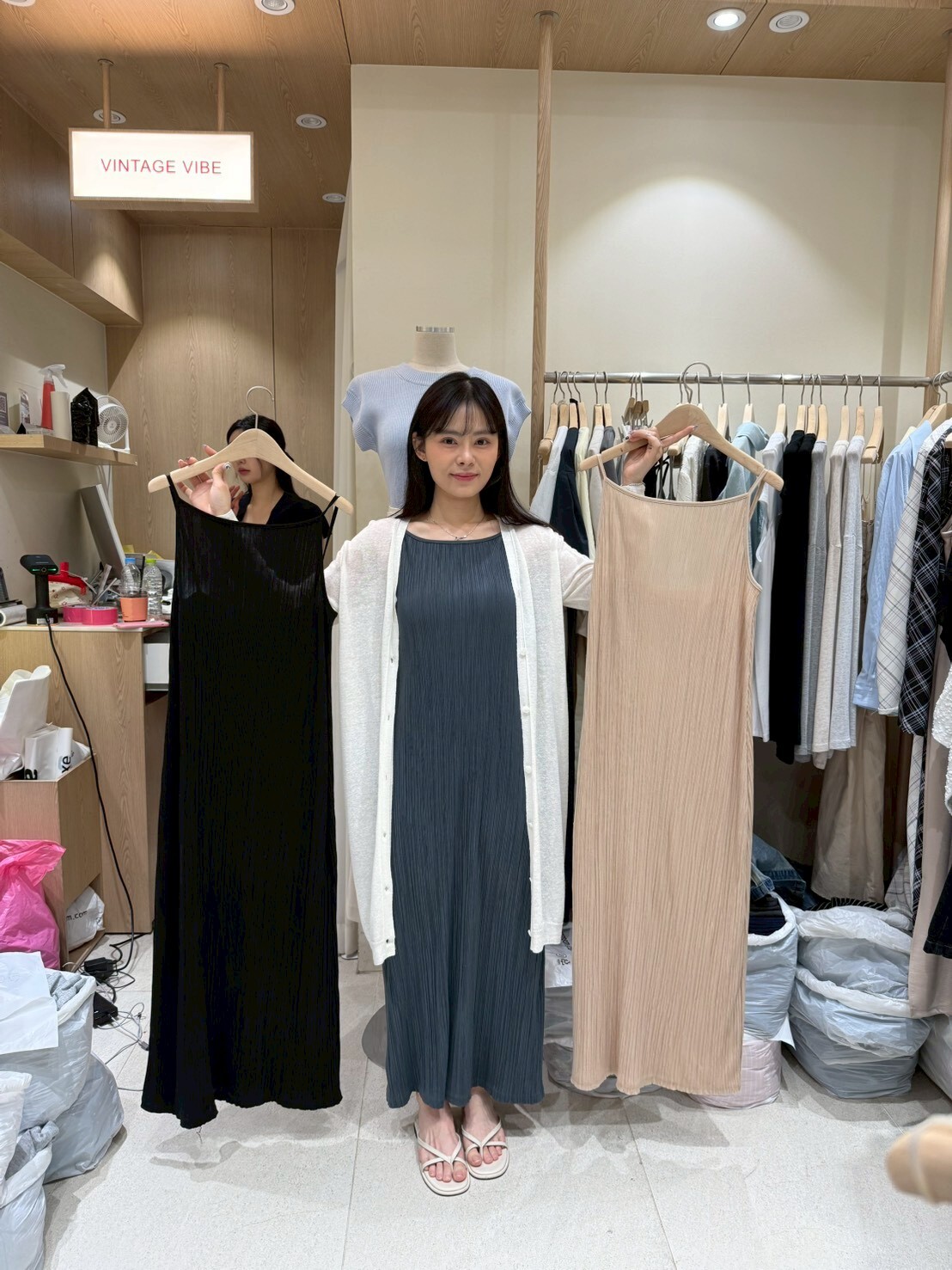 VV6122 吊帶平口樹紋連身裙