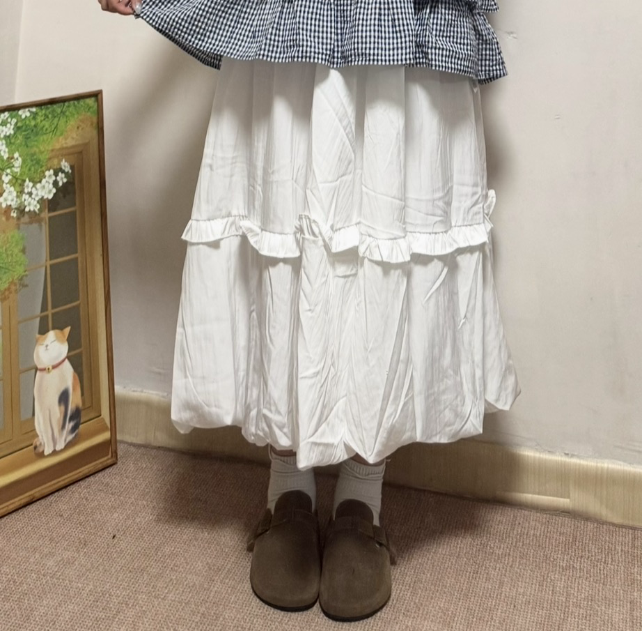 垂感花邊泡泡裙