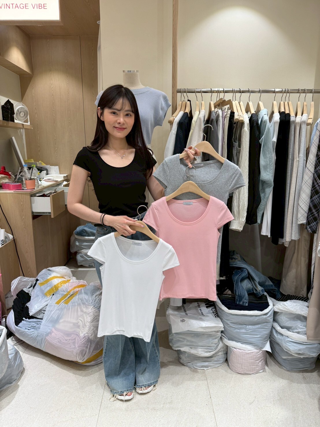 VV6118 大圓領飛袖Tee