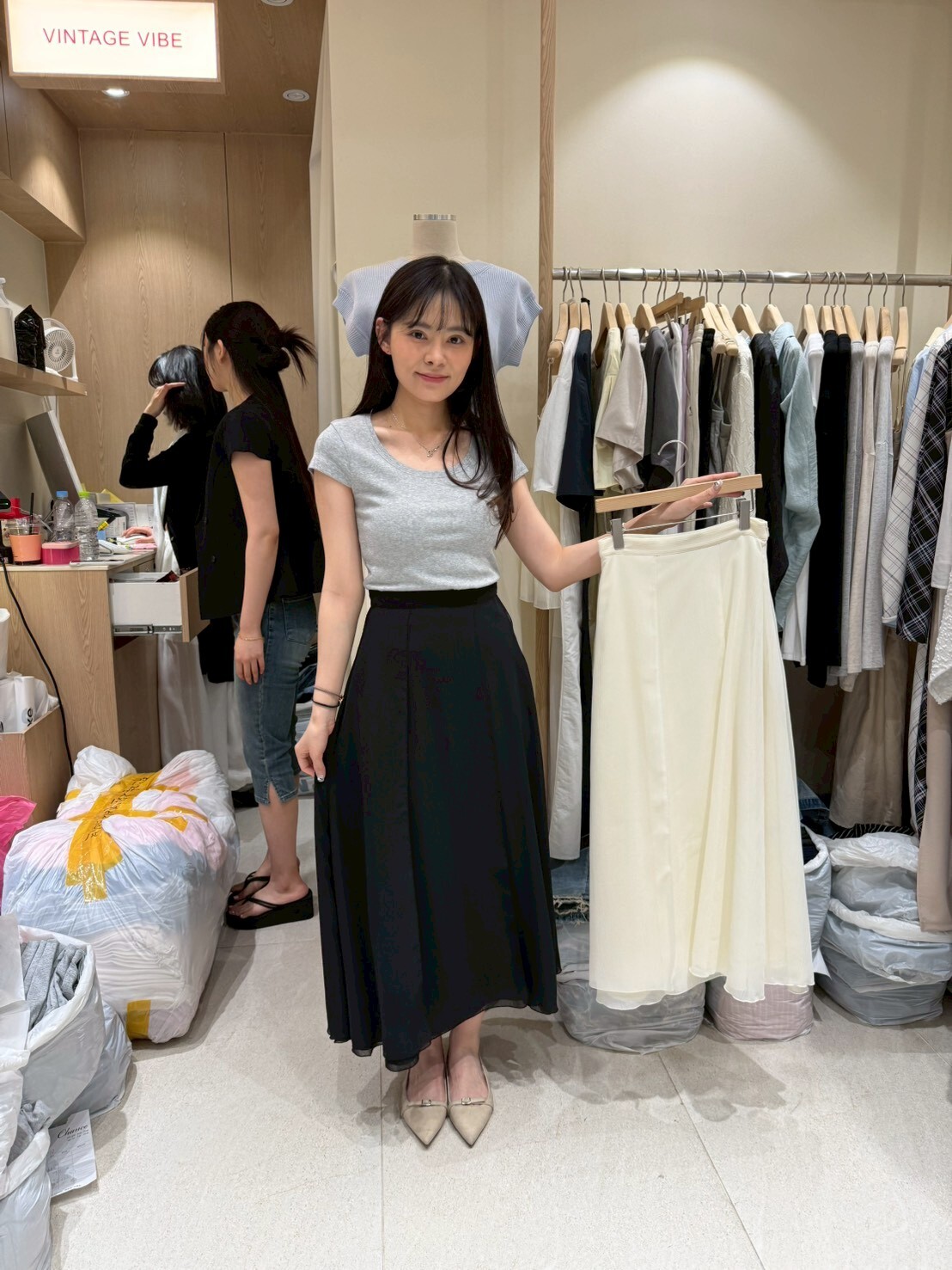 VV6110 壓褶長紗裙