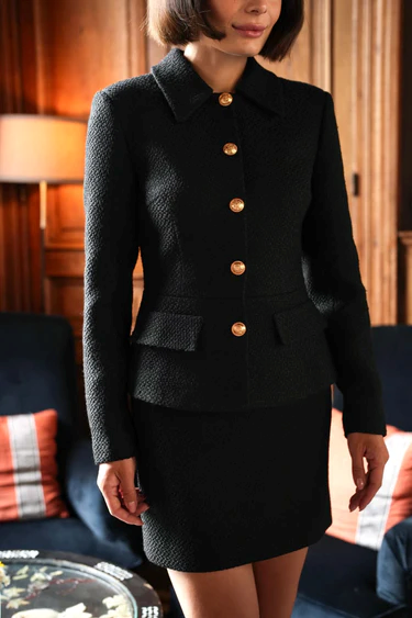 1GL0426-054 [GAALA] Blanche Short Coat Black (EU)