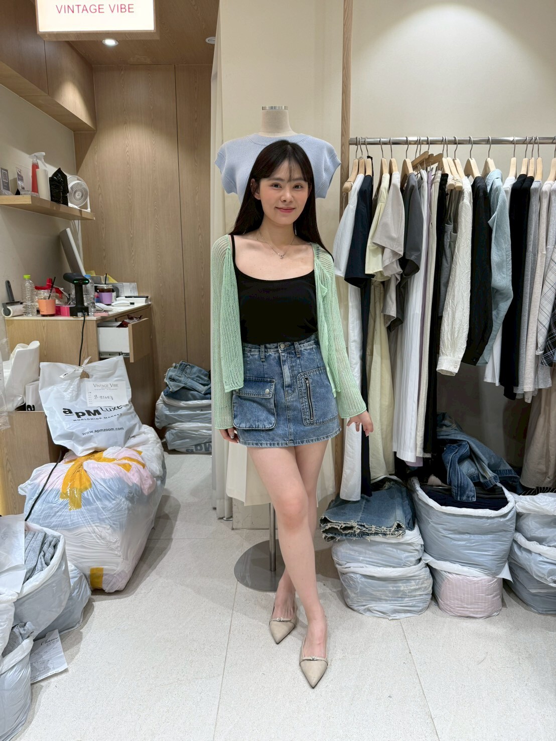 VV6101 工裝風洗水牛仔短裙