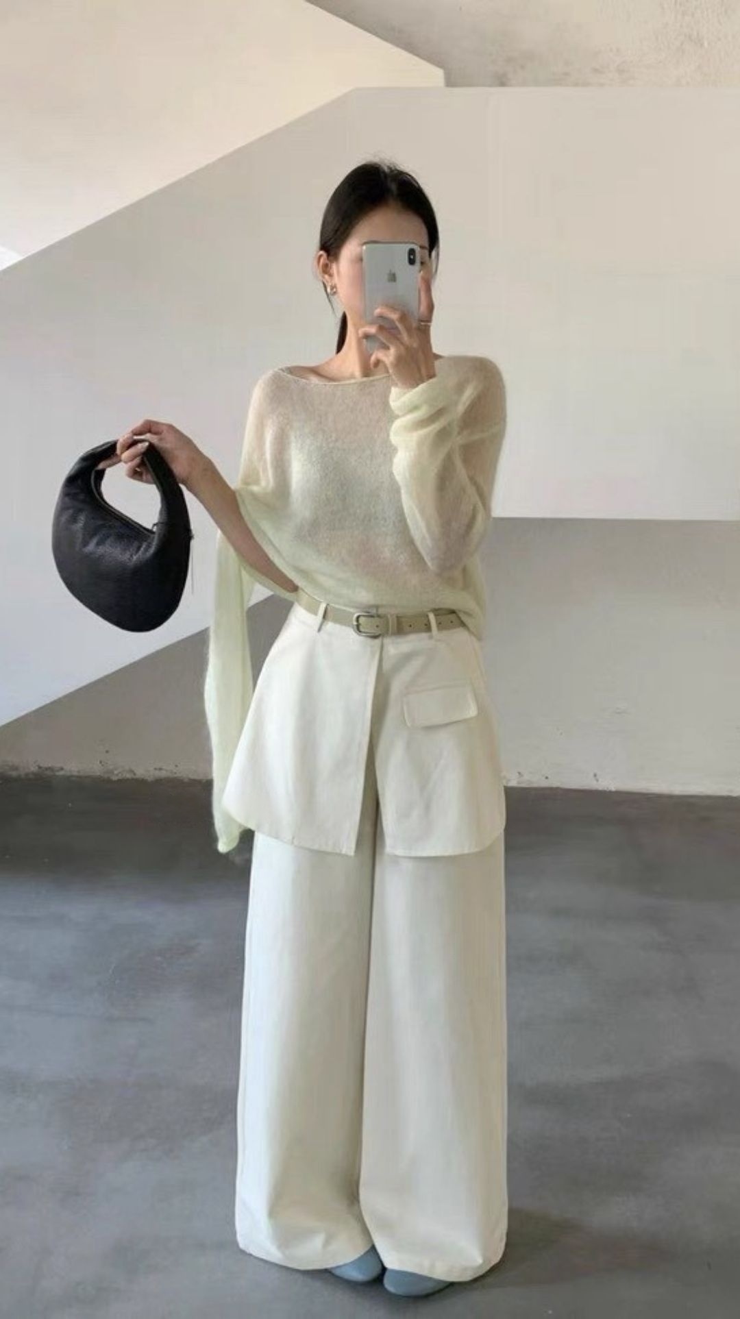 G6165-氣質腰帶層次寬褲