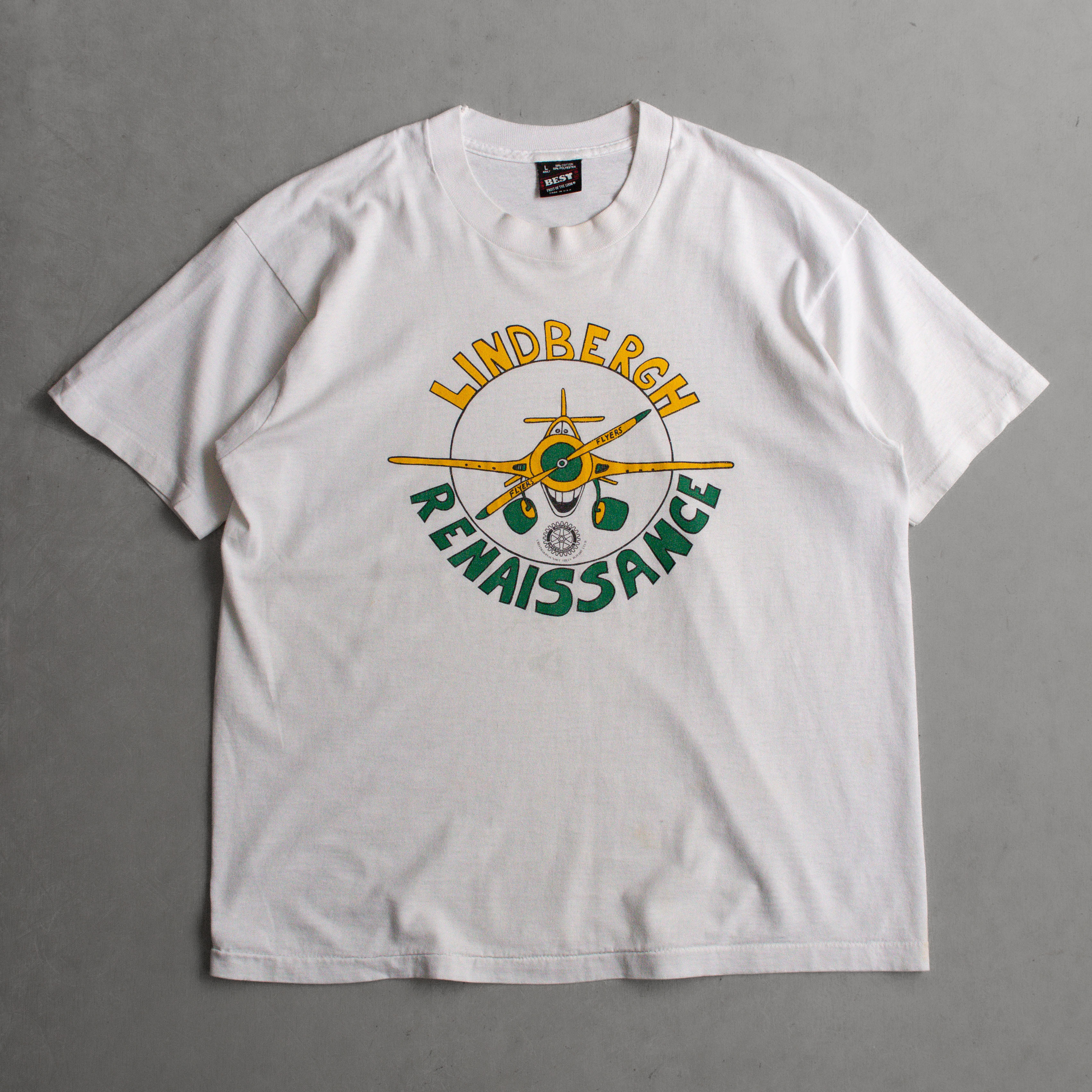 90S FRUIT OF THE LOOM VINTAGE TEE 美國製 白色 飛機 圖案 短袖 T恤