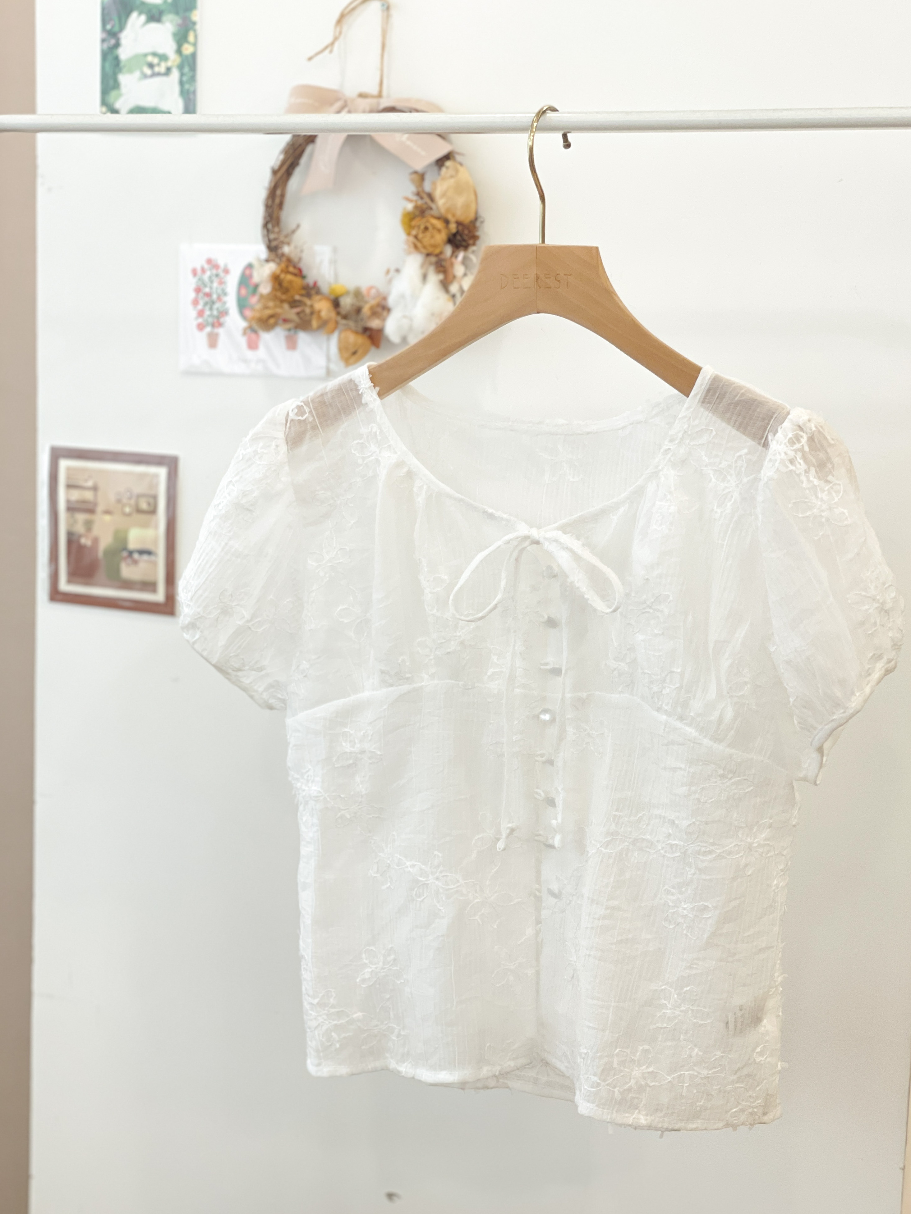T1531 White Petals Falling Blouse