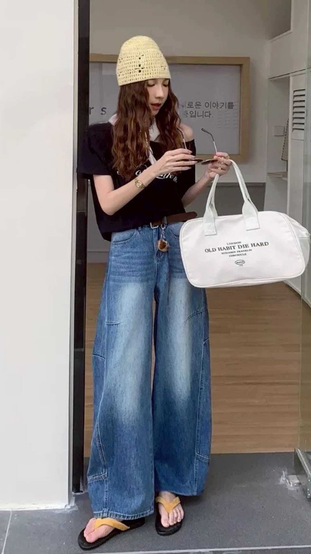 G6174-高腰顯瘦直筒牛仔褲