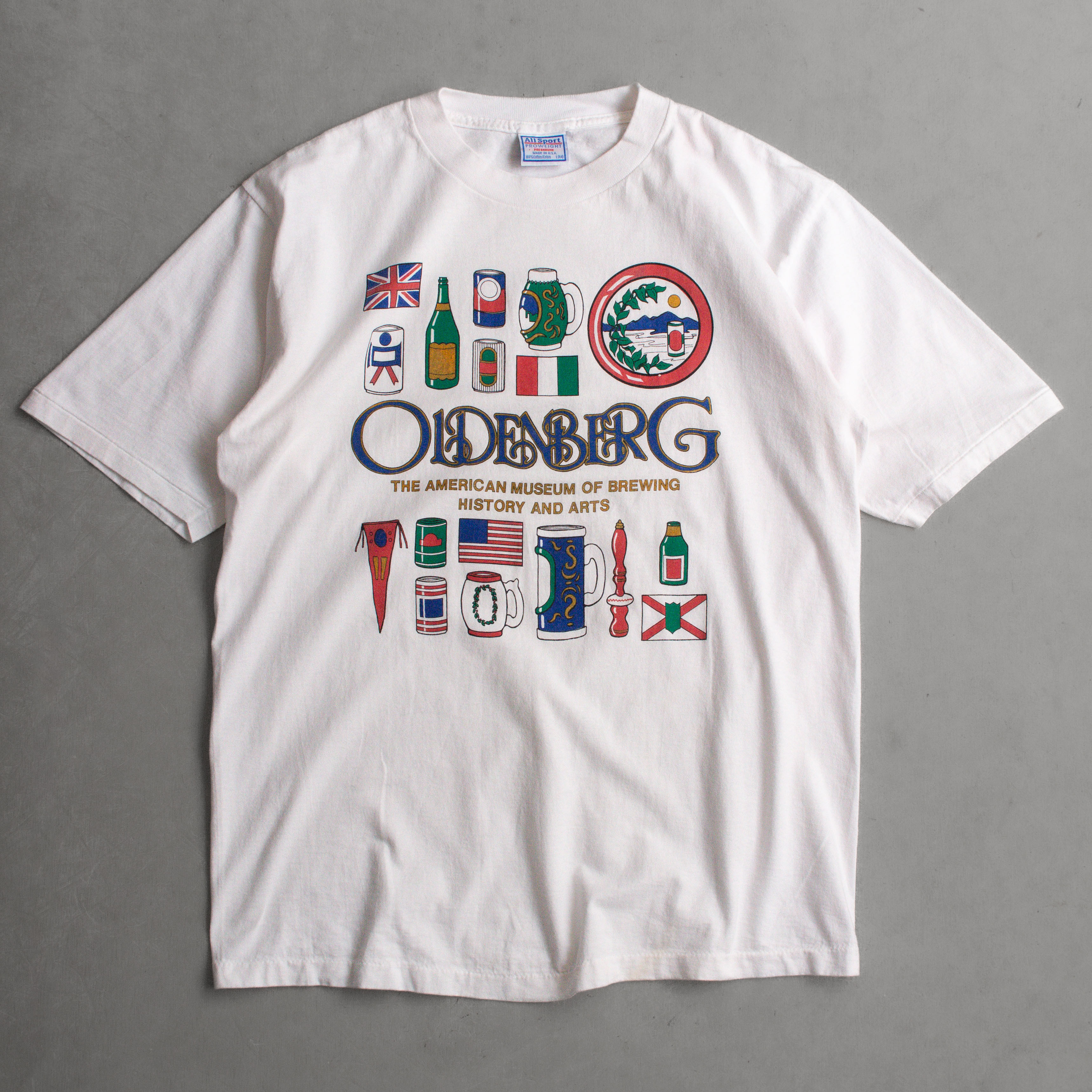 90S ALL SPORT VINTAGE TEE 美國製 白色 啤酒博物館 短袖 T恤