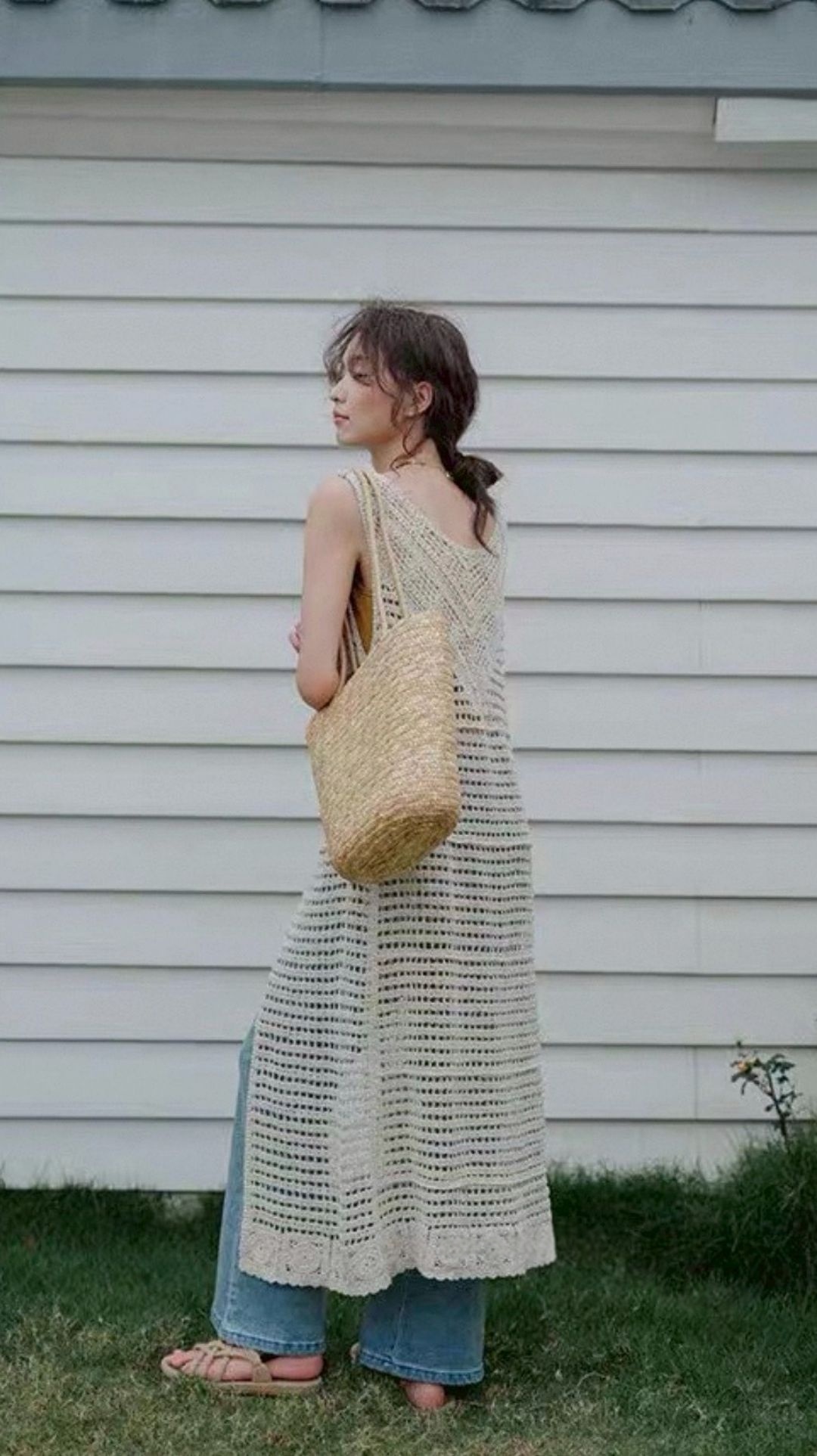 G6180-慵懶鏤空針織背心洋裝