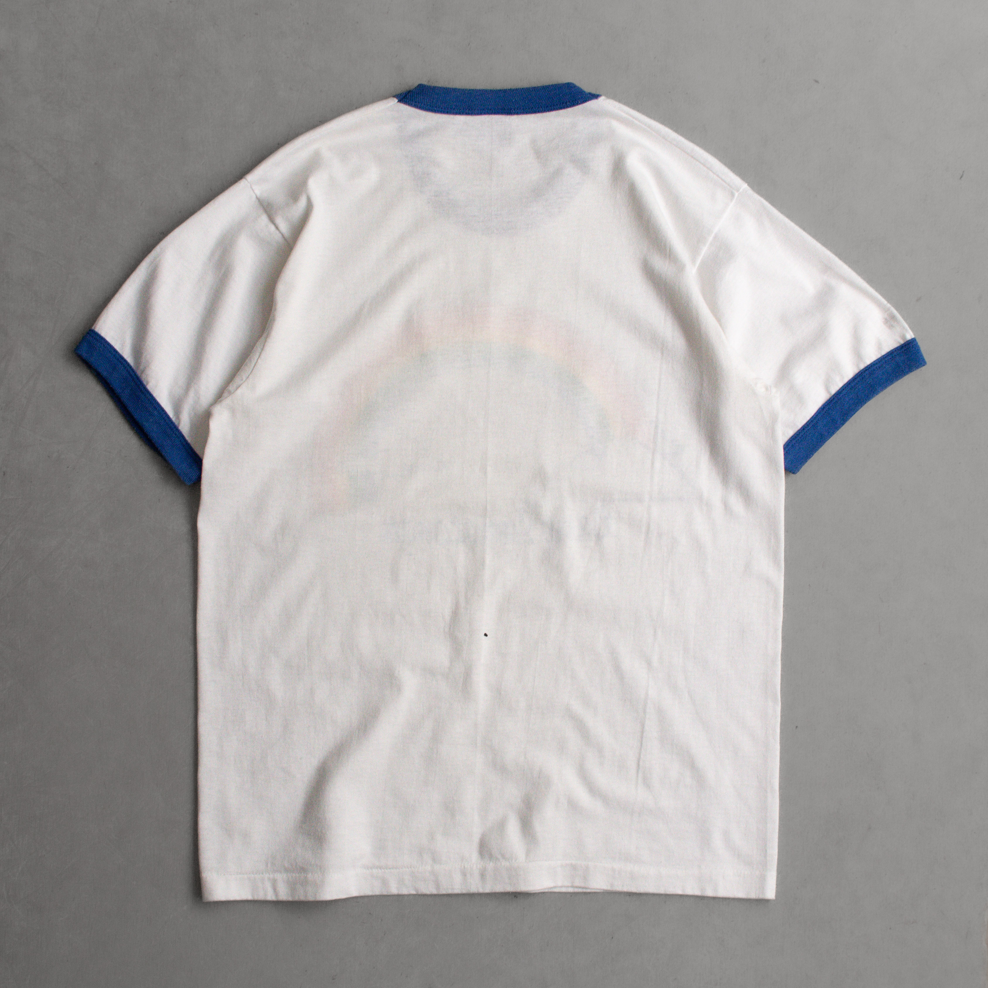 80-90S SCREEN STARS RINGER TEE 美國製 白色 彩虹 圖案 滾邊 短袖 T恤